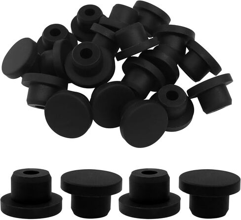 Bivethoi 20 Pcs Black Plug Holes, Waterproof Rubber Button Plug Round Plastic Snap in Locking Tubing Plug for 15mm / 0.59" Hole in Saudi Arabia