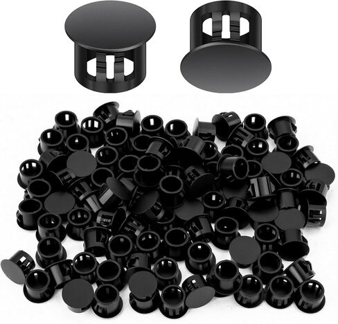 100PCS 1/2" Plastic Plugs Hole, Cabinet Hole Decorative Covers, Black Plastic Plugs for Round Furniture Holes in Kuwait