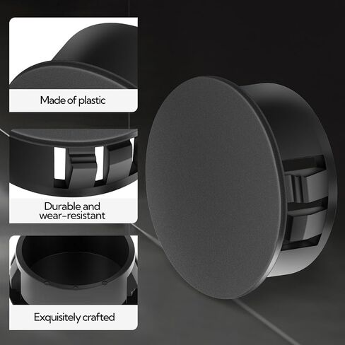 100PCS 1/2" Plastic Plugs Hole, Cabinet Hole Decorative Covers, Black Plastic Plugs for Round Furniture Holes in Kuwait
