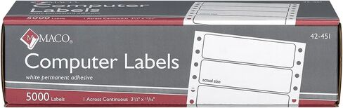 MACO White Pinfeed Labels, 4.25" Carrier Width, 12" Horz. Perf, 3-1/2" x 15/16", 1 Across, 5000/Bx in Saudi Arabia