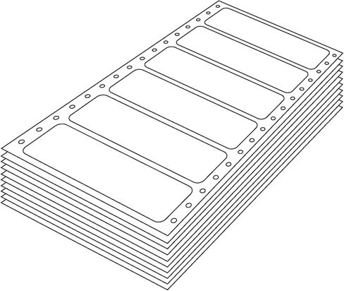 MACO White Pinfeed Labels, 4.25" Carrier Width, 12" Horz. Perf, 3-1/2" x 15/16", 1 Across, 5000/Bx in Saudi Arabia
