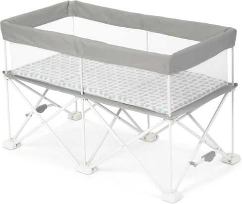 Regalo Baby Basics Infant Bassinet with Canopy, Award Winning Brand, Quick fold and Easy Setup, Removable Pad, See-Through Mesh, Bed-Side Bassinet, Gray in Kuwait