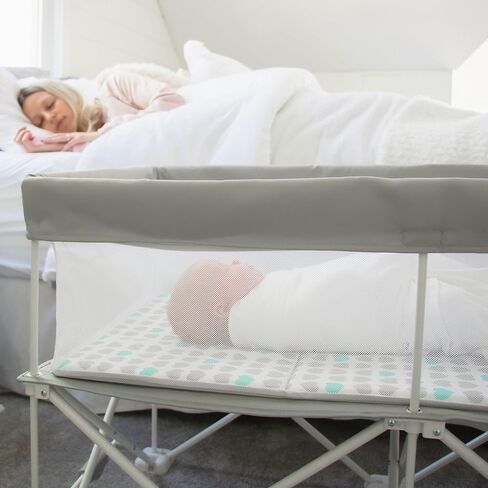 Regalo Baby Basics Infant Bassinet with Canopy, Award Winning Brand, Quick fold and Easy Setup, Removable Pad, See-Through Mesh, Bed-Side Bassinet, Gray in Kuwait