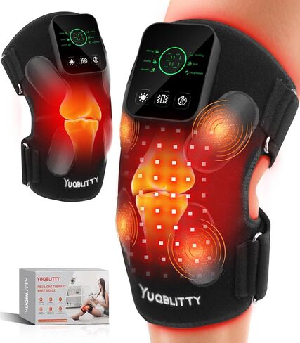تدليك دعامة الركبة للعلاج بالضوء الأحمر المتطور مع 4 محركات اهتزاز، أجهزة علاج قابلة لإعادة الشحن بالأشعة تحت الحمراء بقوة 5000 مللي أمبير في الساعة 850 نانومتر مع مؤقت لتخفيف الركبتين/الكتفين/المرفقين، داخلي وخارجي in Kuwait