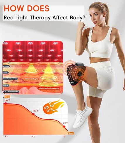 تدليك دعامة الركبة للعلاج بالضوء الأحمر المتطور مع 4 محركات اهتزاز، أجهزة علاج قابلة لإعادة الشحن بالأشعة تحت الحمراء بقوة 5000 مللي أمبير في الساعة 850 نانومتر مع مؤقت لتخفيف الركبتين/الكتفين/المرفقين، داخلي وخارجي in Kuwait