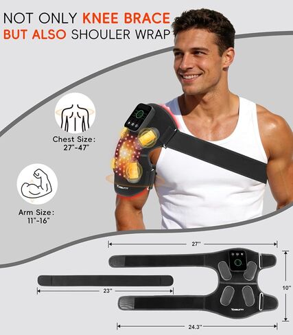 تدليك دعامة الركبة للعلاج بالضوء الأحمر المتطور مع 4 محركات اهتزاز، أجهزة علاج قابلة لإعادة الشحن بالأشعة تحت الحمراء بقوة 5000 مللي أمبير في الساعة 850 نانومتر مع مؤقت لتخفيف الركبتين/الكتفين/المرفقين، داخلي وخارجي in Kuwait