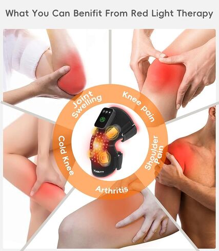 تدليك دعامة الركبة للعلاج بالضوء الأحمر المتطور مع 4 محركات اهتزاز، أجهزة علاج قابلة لإعادة الشحن بالأشعة تحت الحمراء بقوة 5000 مللي أمبير في الساعة 850 نانومتر مع مؤقت لتخفيف الركبتين/الكتفين/المرفقين، داخلي وخارجي in Kuwait