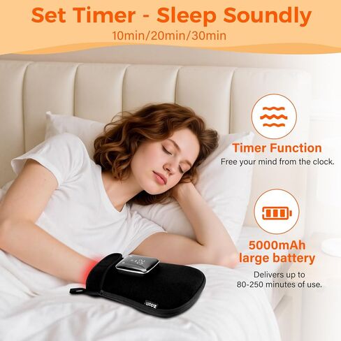 قفازات لاسلكية للعلاج بالضوء الأحمر لليد، تغطية كاملة 360 درجة، 100 مصباح LED مع 660 نانومتر و850 نانومتر للأشعة تحت الحمراء القريبة | 5000 مللي أمبير | مؤقت إيقاف التشغيل التلقائي سهل التنظيف in Kuwait