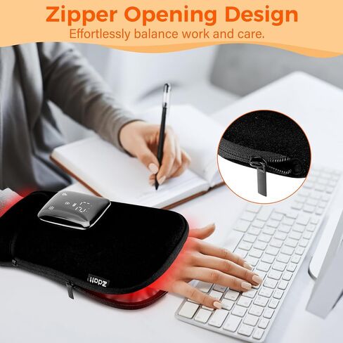 قفازات لاسلكية للعلاج بالضوء الأحمر لليد، تغطية كاملة 360 درجة، 100 مصباح LED مع 660 نانومتر و850 نانومتر للأشعة تحت الحمراء القريبة | 5000 مللي أمبير | مؤقت إيقاف التشغيل التلقائي سهل التنظيف in Kuwait