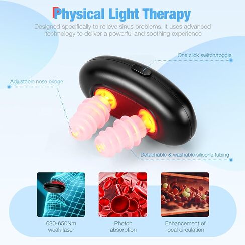 Red Light Nasal Therapy Device, Three Light Therapy Modes, Portable Red Light Therapy for Nose, Red Light Nasal Soothing Device Relieves Nasal Dryness and Sinus Discomfort in Kuwait