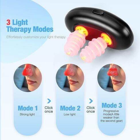 Red Light Nasal Therapy Device, Three Light Therapy Modes, Portable Red Light Therapy for Nose, Red Light Nasal Soothing Device Relieves Nasal Dryness and Sinus Discomfort in Kuwait