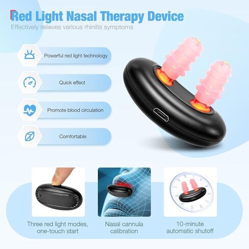 Red Light Nasal Therapy Device, Three Light Therapy Modes, Portable Red Light Therapy for Nose, Red Light Nasal Soothing Device Relieves Nasal Dryness and Sinus Discomfort in Kuwait