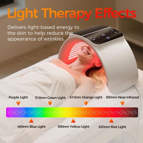 Bestqool LED قناع الفوتون LED العلاج بالضوء - 6 ألوان مع ضوء الأشعة تحت الحمراء القريبة قناع الوجه LED لتجديد شباب البشرة، سبا، الوجه، العناية بالبشرة، جهاز صالون التجميل in Kuwait