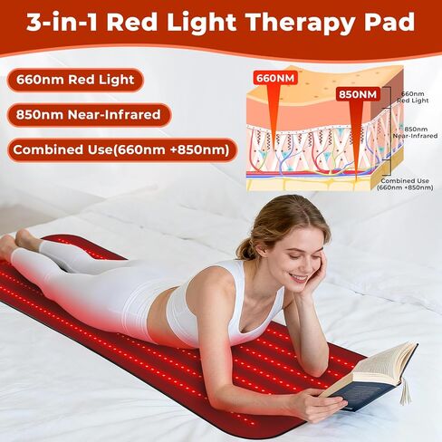 Professional Grade Red Light Therapy Mat, 60"x24" Large Red Light Pad for Body, 660nm & 850nm Red Light Portable Home Therapy Device for Men Women Elderly, Gifts for Lover Friends Family in Saudi Arabia