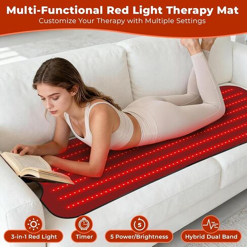 Professional Grade Red Light Therapy Mat, 60"x24" Large Red Light Pad for Body, 660nm & 850nm Red Light Portable Home Therapy Device for Men Women Elderly, Gifts for Lover Friends Family in Saudi Arabia