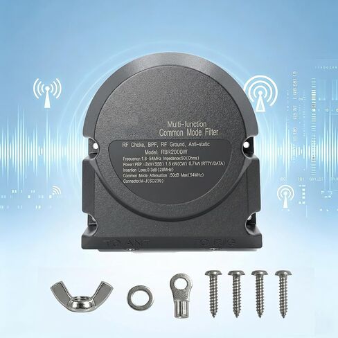 RBR2000W High-Power 2000W Common Mode Filter, 1.8-54MHz Waterproof RF Choke & RF Ground, 3-in-1 Band-Pass Filter for Amateur Radio Outdoor and Base Station Use in Kuwait