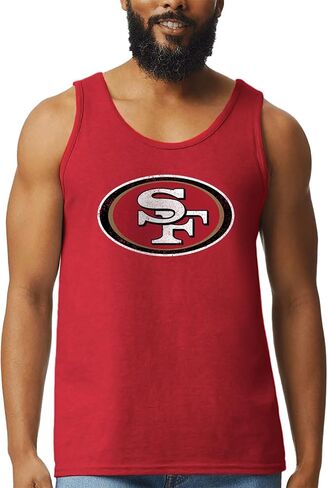 Hybrid Sports NFL - San Francisco 49ers - شعار الفريق المتعثر - قميص رجالي خفيف الوزن بدون أكمام - مقاس كبير - أحمر in Kuwait