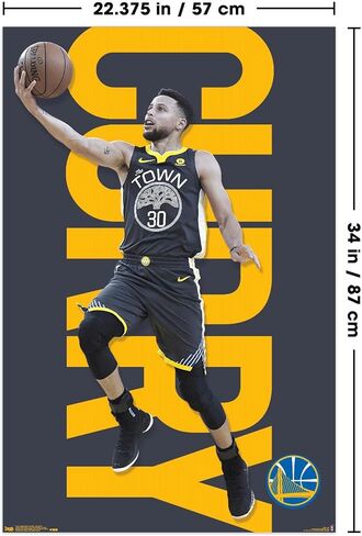 Trends International NBA Golden State Warriors - Stephen Curry 18 Wall Poster, 22.375" x 34", Unframed Version in Saudi Arabia