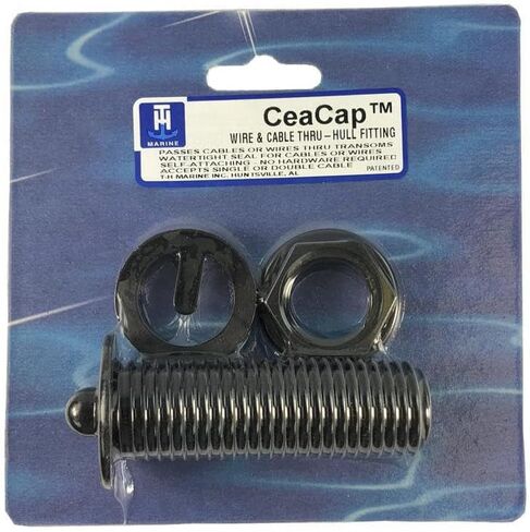 T-H Marine CeaCap Bulkhead Pass Thru Fitting - Watertight Cable and Tubing Seal for Transducer Installs - Self Attaching No Hardware - Fits 1 Inch Hole - 9/32 Slot - Black in Saudi Arabia