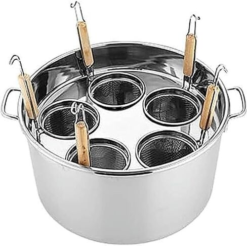 Pasta Pots Pasta Cooker Insert Set, With Divider And Colander Strainer Stockpots For Home Kitchen Restaurant Commercial Cooking Tool, 5 Hole in Saudi Arabia