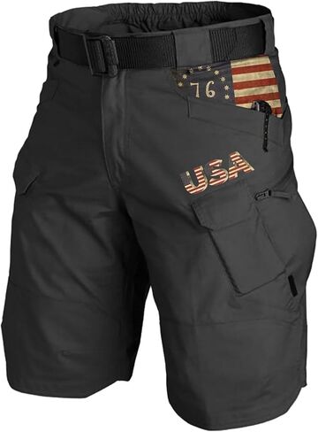 Mens Cargo Shorts 4th of July Outdoor Tactical Shorts Patritotic Printed Military Short with Multi Pockets in Saudi Arabia
