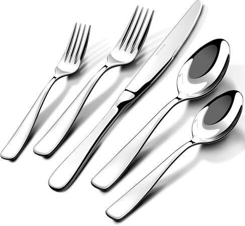 Silverware Set for 8, 40 Piece 18/10 Stainless Steel Flatware Utensils Cutlery Set, Mirror Polished knives Forks and Spoons Silverware Sets for Dinner,Wedding,Festival Gift,Dishwasher Safe,Rust Proof in Saudi Arabia