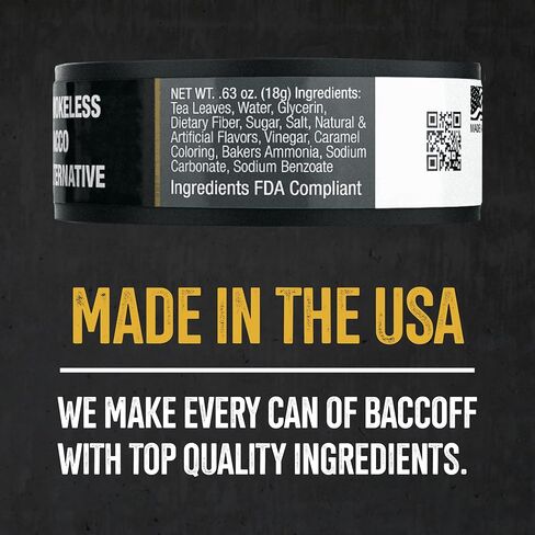 5 Cans, BaccOff Classic Natural Pouches, Black Tea Base with Smoky, Classic Flavors, 16 Pouches Per Can in Kuwait