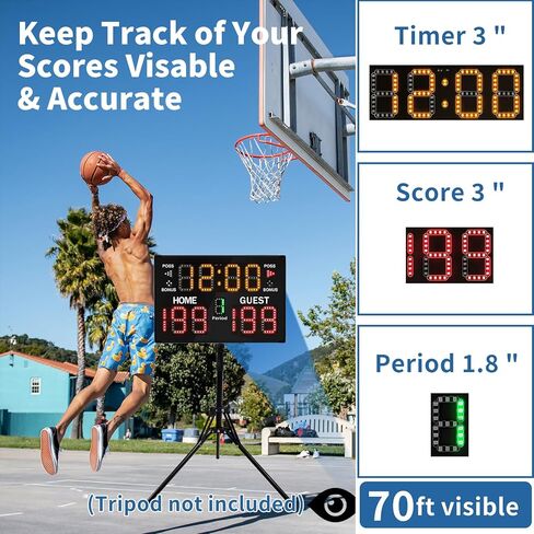 LUCKY TIME Electronic Basketball Scoreboard with Buzzer, Digital Scoreboard with Remote,Portable Score Keeper Battery Powered Score Board for Sports Games in Kuwait