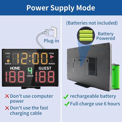 LUCKY TIME Electronic Basketball Scoreboard with Buzzer, Digital Scoreboard with Remote,Portable Score Keeper Battery Powered Score Board for Sports Games in Kuwait