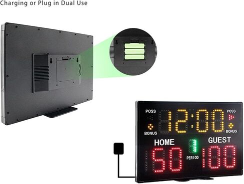 Eujgoov Scoreboard Basketball Electronic LED Digital Multisport Tabletop Indoor Clock 11 Digit Timer Buzzer for Indoor Sports Game Training in Saudi Arabia