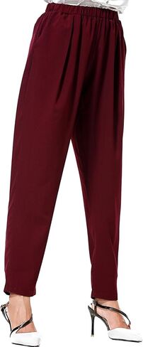 High-Waisted Casual Harem Pants for Women - Loose-Fit Pocket Trousers with Drop-Crotch for Fashion Comfortable Style in Saudi Arabia