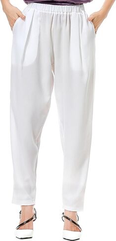High-Waisted Casual Harem Pants for Women - Loose-Fit Pocket Trousers with Drop-Crotch for Fashion Comfortable Style in Saudi Arabia