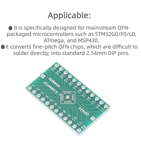 10 Pcs QFN24 to DIP PCB Adapter Board 0.5/0.65mm Pitch Converter for MCU/QFN Chip On Breadboard Or Perfboard in Saudi Arabia