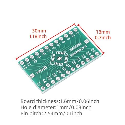 10 Pcs QFN24 to DIP PCB Adapter Board 0.5/0.65mm Pitch Converter for MCU/QFN Chip On Breadboard Or Perfboard in Saudi Arabia