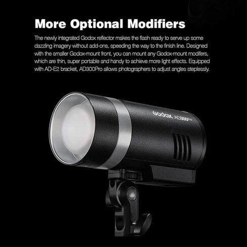 فلاش Godox AD400 Pro II TTL خارجي 400 وات، 30 وات ثنائي اللون 2800K-6000K، فلاش تصميم مزدوج التركيب، 2.4 جيجا هرتز X نظام HSS 1/8000 ثانية، 0.01 ثانية ~ 1 ثانية وقت إعادة التدوير، 460 قوة كاملة، ترقية Godox AD400Pro in Saudi Arabia
