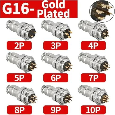 5 sets of GX16 2/3/5/6/7/9/10 pin male and female soldering industrial connectors(5 SETS_7P) in Saudi Arabia