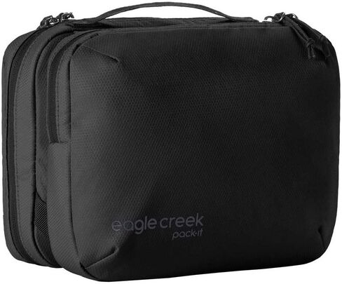 eagle creek Pack-It Trifold Toiletry Kit - Dopp Kit Toiletry Organizer with Padded Interior, Durable Hanging Hook & Large Compartments - Water Resistant & Washable - Black in Saudi Arabia