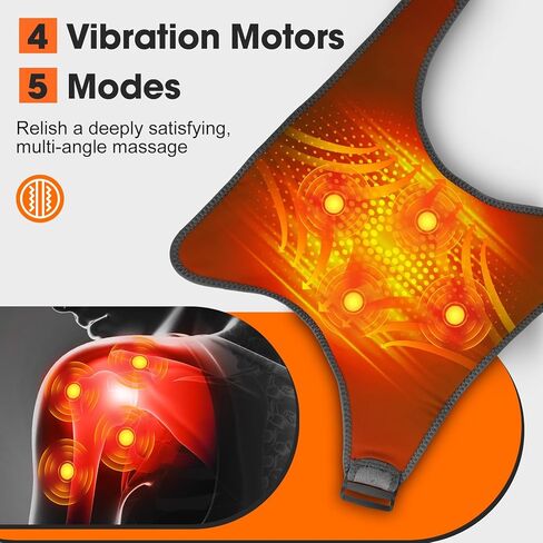Shoulder Heating Pad with Massage, Cordless Heated Shoulder Brace Wrap Massager for Pain Relief Deep Tissue, Rotator Cuff Heating Pad, Gray in Kuwait
