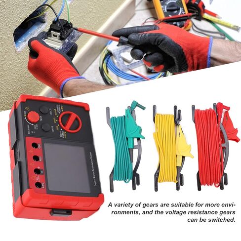 Fdit Earth Resistance Tester, Professional Digital Insulation Ground Resistance Meter with Ground Voltage Measurement GT5105A Model for Outdoor Use in Saudi Arabia