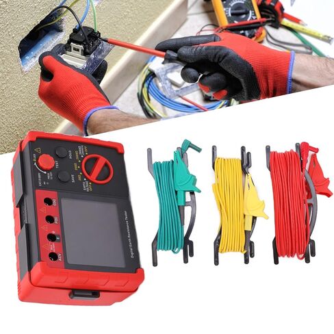 Fdit Earth Resistance Tester, Professional Digital Insulation Ground Resistance Meter with Ground Voltage Measurement GT5105A Model for Outdoor Use in Saudi Arabia