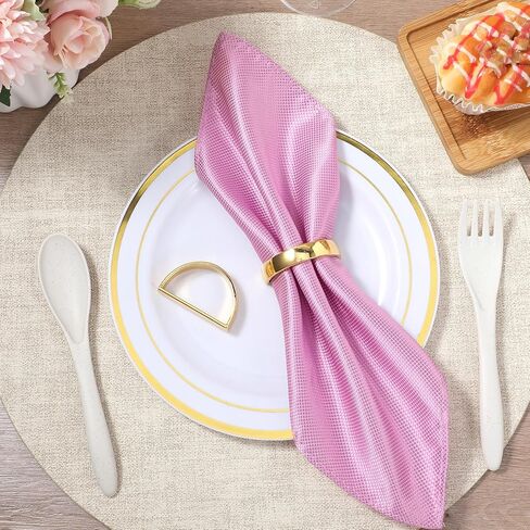 24 Pcs Gold Napkin Rings Set, Semicircle Metal Gold Napkin Holder Buckles, Fall Thanksgiving Christmas Napkin Rings, Napkins Rings for Dinner Table Decor, Wedding, Banquet, Party, Easter in Saudi Arabia
