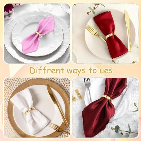 24 Pcs Gold Napkin Rings Set, Semicircle Metal Gold Napkin Holder Buckles, Fall Thanksgiving Christmas Napkin Rings, Napkins Rings for Dinner Table Decor, Wedding, Banquet, Party, Easter in Saudi Arabia