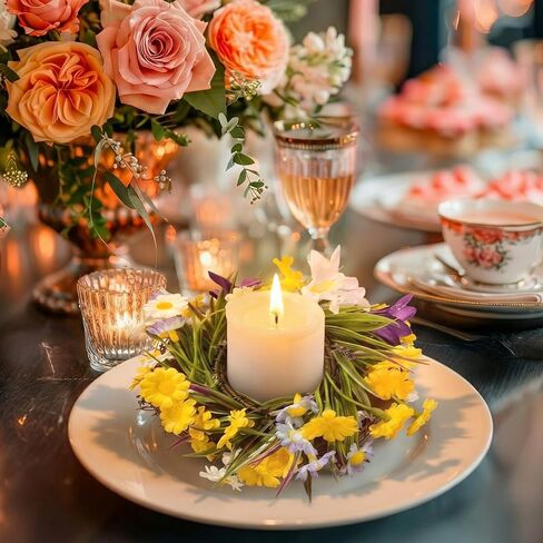6 Pcs Widlfower Napkin Rings Daisy Mini Wreath Taper Candle Holder Spring Summer Artificial Flower Napkin Ring for Farmhouse Banquet Tableware Festive Decor Wedding Tea Party Dinner Supplies in Saudi Arabia