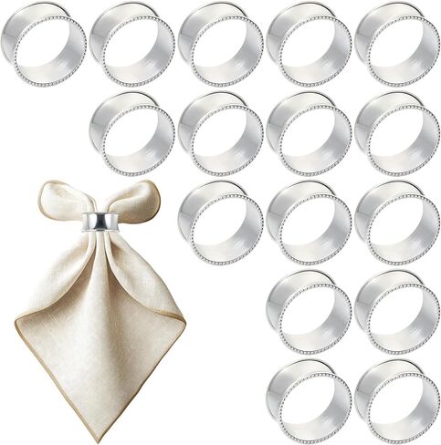 16 Pcs Silver Napkin Rings Set Hollow Out Metal Napkin Holder Exquisite Serviette Buckle Bulk for Wedding Party Gathering Dinner Table Decoration in Saudi Arabia