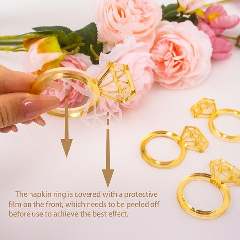 مجموعة حلقات مناديل ذهبية من Edussy مكونة من 12 قطعة، حامل حلقات منديل ألماس مرآة من الأكريليك لتزيين طاولات الزفاف المركزية، أو غداء الزفاف، أو العشاء العائلي، أو حفل الزفاف أو ديكور الذكرى السنوية in Kuwait