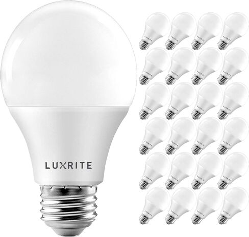 LUXRITE A19 LED Light Bulb 60W Equivalent, 3000K Soft White Dimmable, 800 Lumens, Standard LED Bulb 9W, E26 Base, Energy Star, Enclosed Fixture Rated, Perfect for Lamps and Home Lighting (4 Pack) in Saudi Arabia