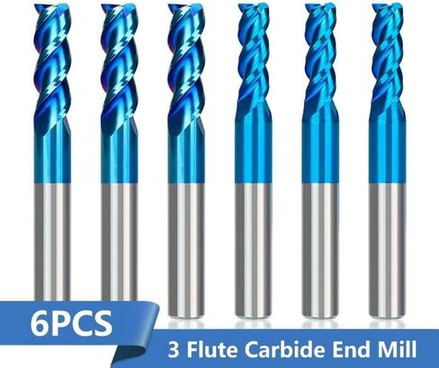 6 قطع كربيد نهاية قاطعة الطاحونة 3 الناي راوتر بت نانو الأزرق طلاء كربيد نهاية مطحنة قطع الألومنيوم قاطعة المطحنة أداة طحن المعادن in Kuwait