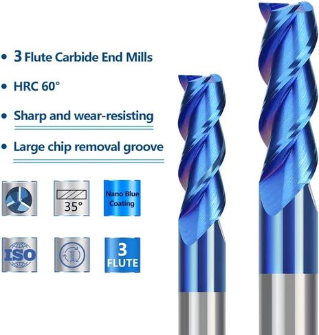 6 قطع كربيد نهاية قاطعة الطاحونة 3 الناي راوتر بت نانو الأزرق طلاء كربيد نهاية مطحنة قطع الألومنيوم قاطعة المطحنة أداة طحن المعادن in Kuwait