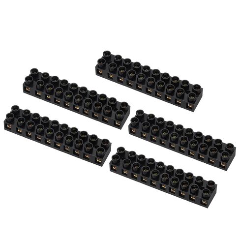 MECCANIXITY 5pcs Dual Row Terminal Block, 2 Positions 500V 10A Screw Terminals Strip, Cable Barrier Block Strip for Home Appliances, Electronic Circuits, Black in Saudi Arabia