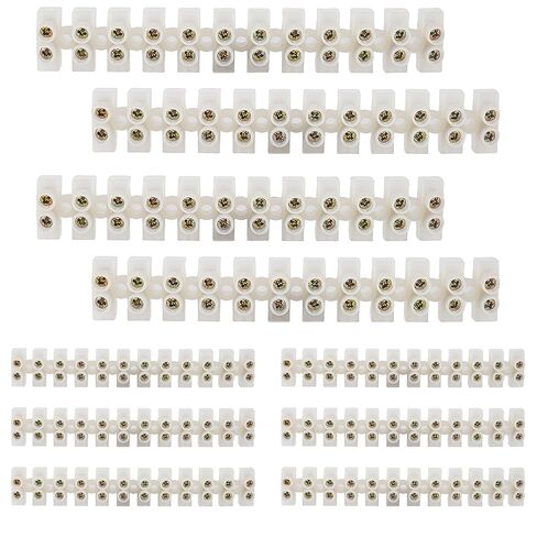 10pcs Terminal Block White Screw Terminal Connector Dual Row Electric Barrier Block 12-Position Terminal Strip, 10 Amp 380 V for Small Home Projects and Electrical in Saudi Arabia